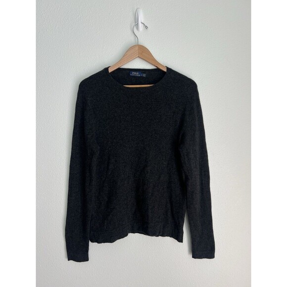 Polo Ralph Lauren Women’s Wool Cashmere Sweater Charcoal Gray Embroidered Logo L - Picture 1 of 8